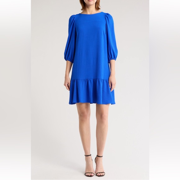 NWT  DKNY  Royal Blue Dress with Ruffle Flounce Hem Dress - 6 - Picture 1 of 8